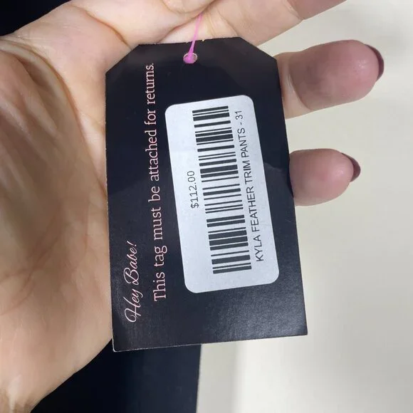 NWT! Buddy Love Kyla Feather Trim Ankle Pants Black Size 31 Women's! - Picture 5 of 6